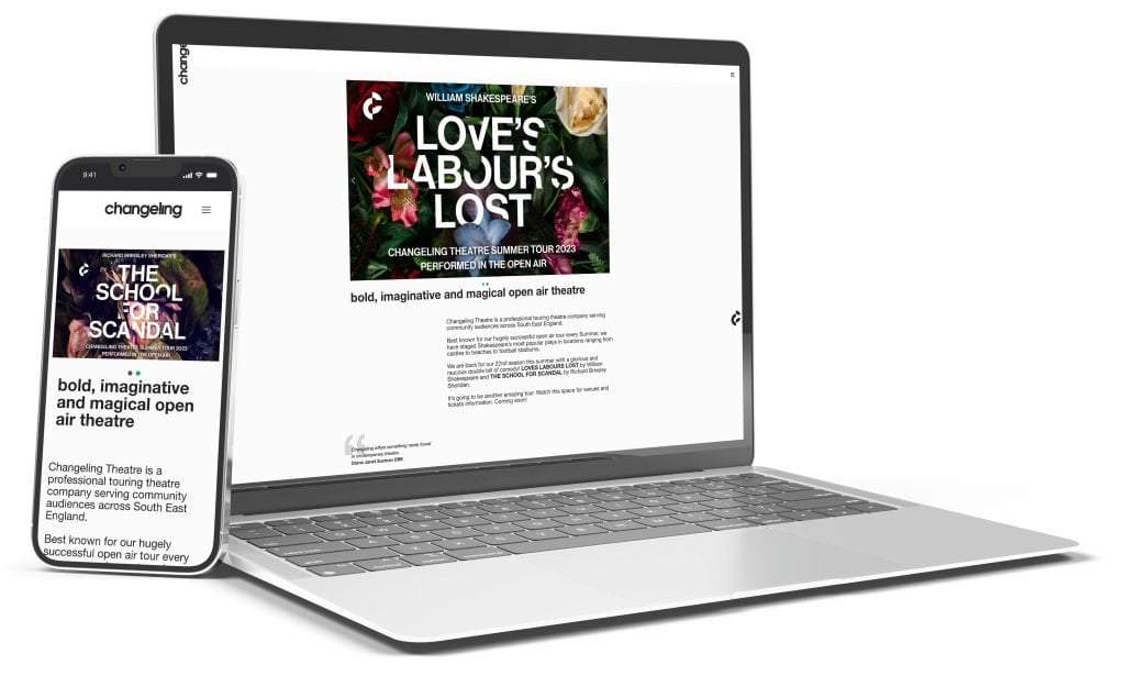 Changeling website on macbook and mobile