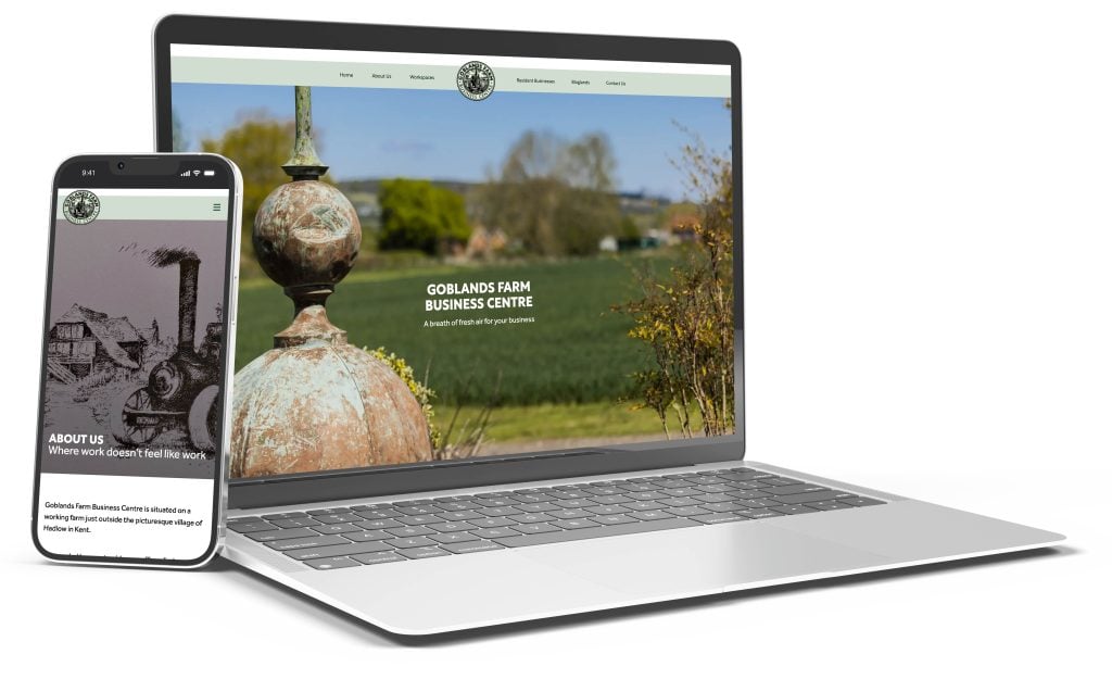 Goblands Farm website on macbook and mobile