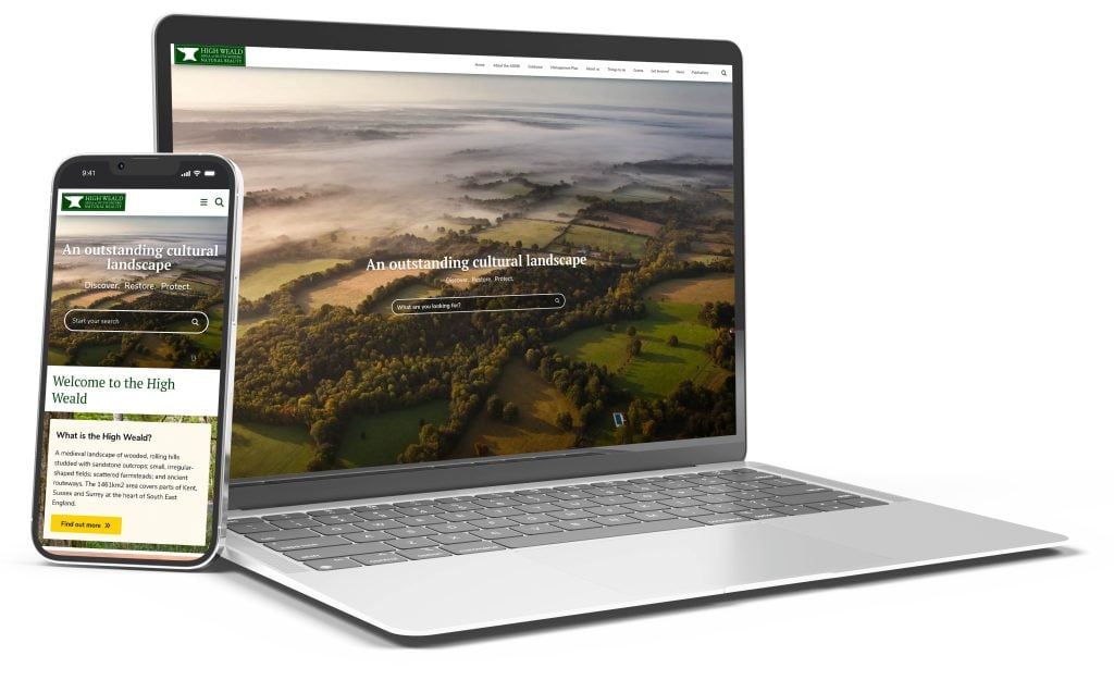 High Weald website on macbook and mobile