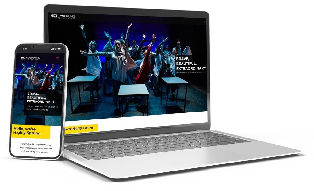 Highly Sprung website on macbook and mobile